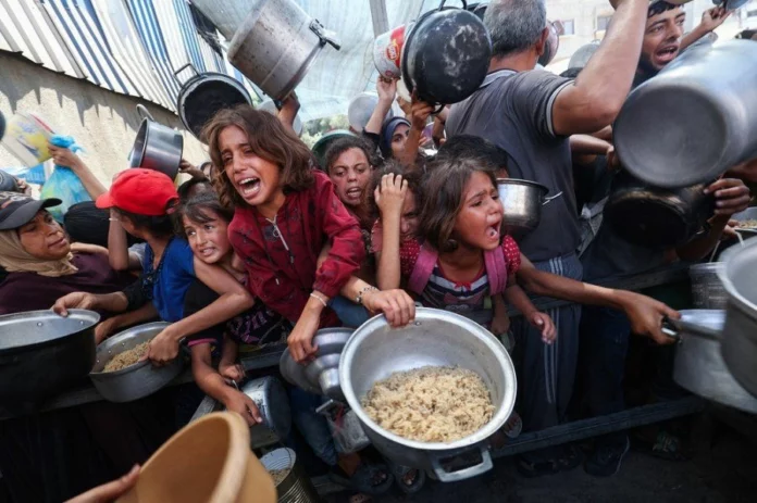 Refugee family in tent
