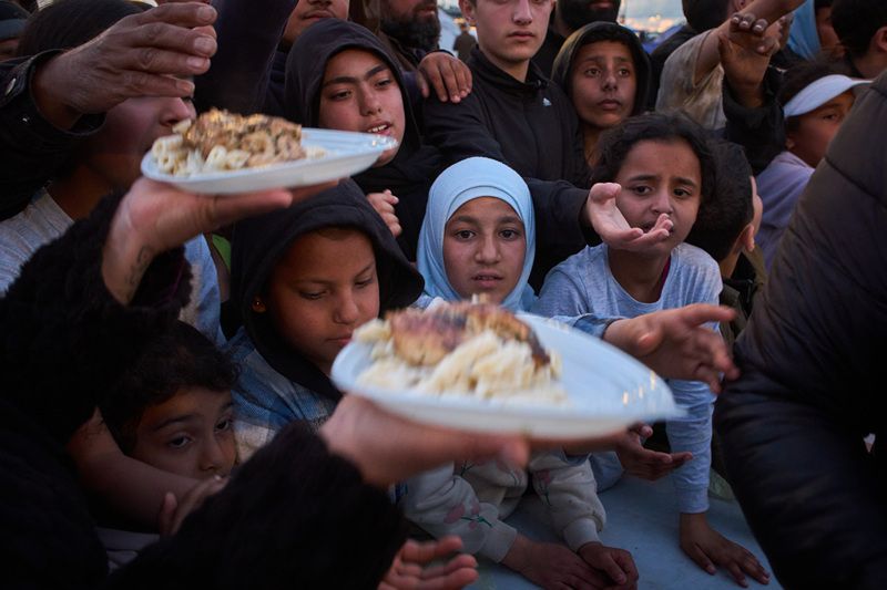 Rescue team delivering aid